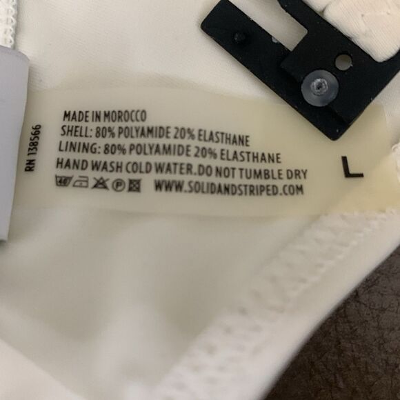 Revolve Solid & Striped Bikini Top Clasp Front Cross Back Cream Swimwear Large - Picture 7 of 11